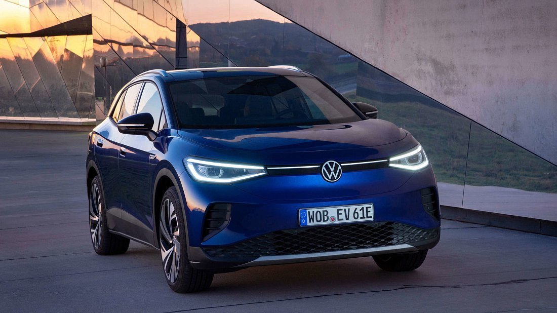 Volkswagen ID.4 1st Edition (2020-2021) передняя часть, решетка радиатора, фары, бампер, экстерьер