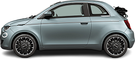 Side view photo of Fiat 500e Cabrio 42 kWh (2020-…) on transparent background