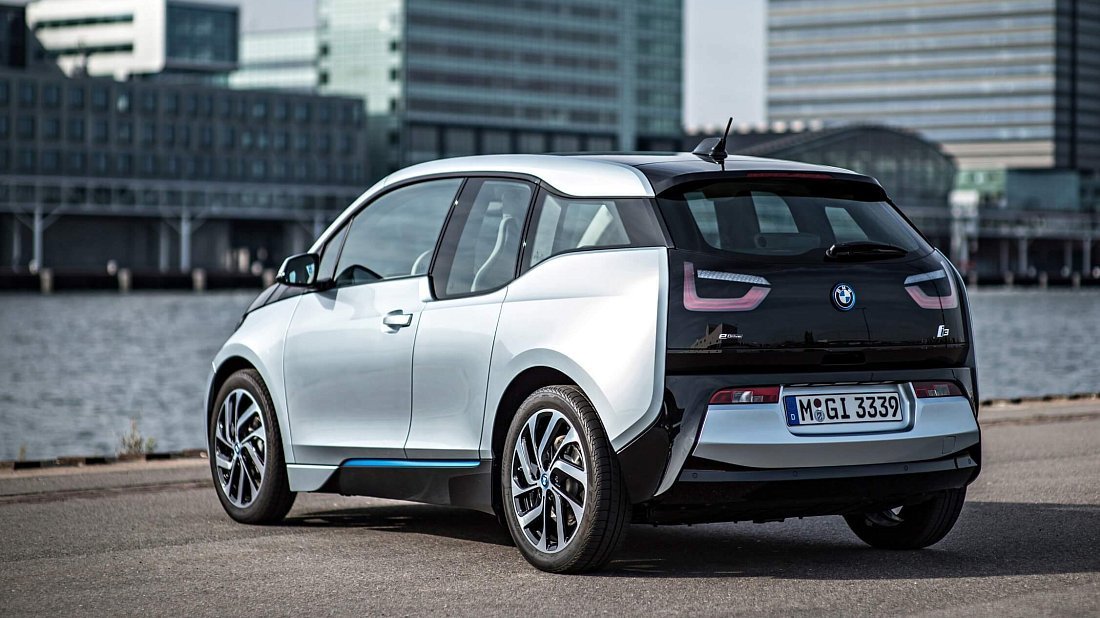 BMW i3 BEV 60 Ah (2013-2017) задняя часть в три четверти, вид в три четверти, диагональ, экстерьер