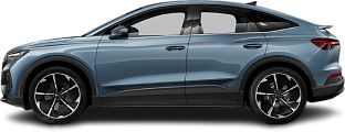 Side view photo of Audi Q4 Sportback e-tron 55 quattro (2023-…) on transparent background