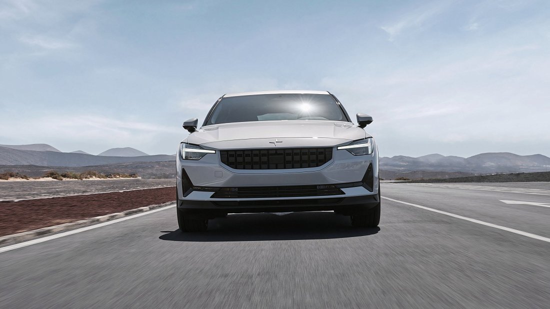 Polestar 2 Standard Range Single Motor (2022-2023) передняя часть, решетка радиатора, фары, бампер, экстерьер