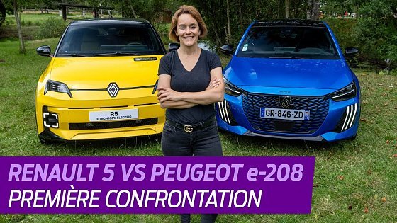 Video: RENAULT 5 vs PEUGEOT e-208 (2024) : le 1er MATCH des citadines électriques stars