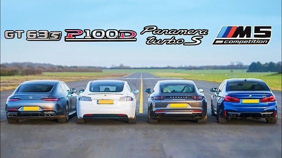 Video: Tesla Model S v AMG GT 4 v BMW M5 v Porsche Panamera Turbo S - DRAG RACE, ROLLING RACE & BRAKE TEST