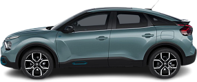 Side view photo of Citroën e-C4 54 kWh (2023-2024) on transparent background