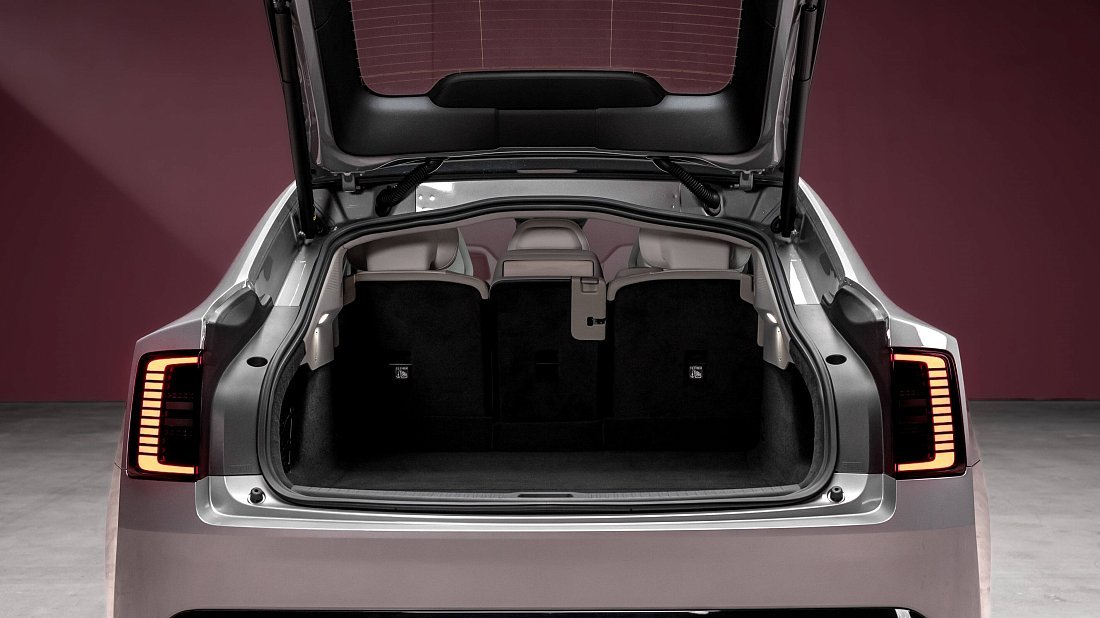 Volvo ES90 Twin Motor (2025-…) багажник, сиденья подняты, грузовое пространство, объем багажника, вместимость багажника, место для хранения