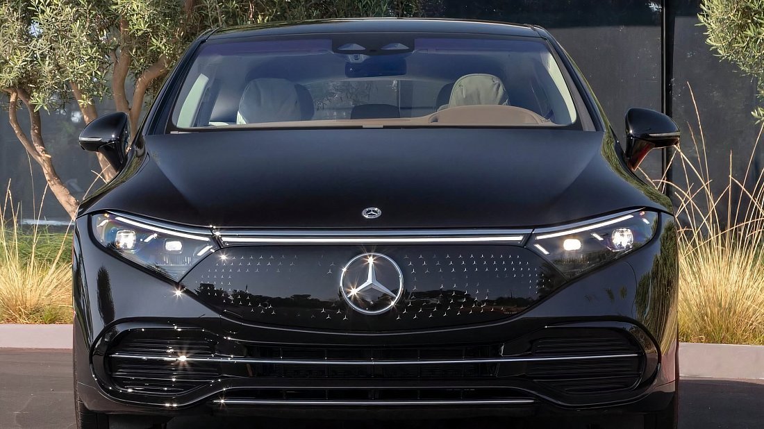 Mercedes EQS 350 (2021-2022) передняя часть, решетка радиатора, фары, бампер, экстерьер
