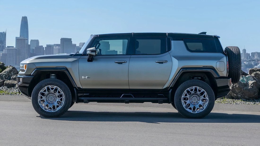 GMC Hummer EV SUV 3X (2023-…) вид сбоку, силуэт, двери, колеса, экстерьер