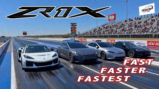 Video: They needed 3 Tesla Plaids! * Corvette ZR1X vs Tesla Plaid 1/4 Mile Drag Races