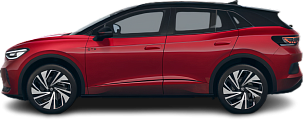 Side view photo of Volkswagen ID.4 GTX (2023-…) on transparent background