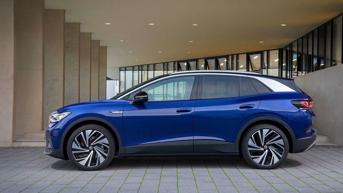 Volkswagen ID.4 1st Edition (2020-2021) вид сбоку, силуэт, двери, колеса, экстерьер