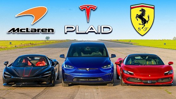 Video: Tesla Model X PLAID v Ferrari 296 v McLaren 750S: DRAG RACE