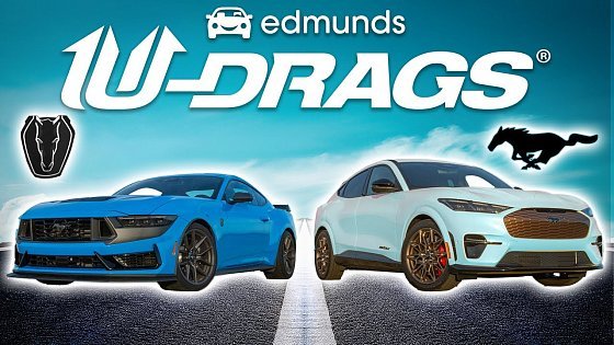 Video: EDMUNDS U-DRAGS: Ford Mustang Dark Horse vs. Mustang Mach-E GT | Handling, Quarter Mile & More