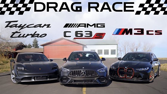 Video: DRAG RACE BMW M3CS vs AMG C63s E-Performance vs Porsche Taycan Turbo Cross Turismo