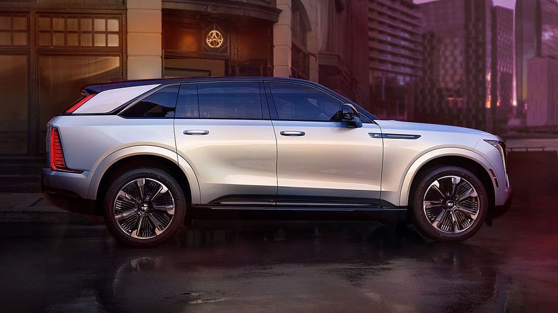 Cadillac Escalade IQ First Edition (2024-…) вид сбоку, силуэт, двери, колеса, экстерьер