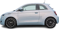 Side view photo of Fiat 500e Hatchback 24 kWh (2020-…) on transparent background