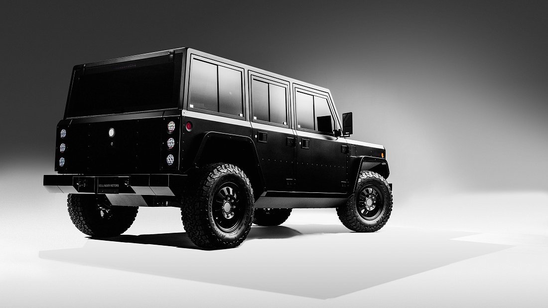 Bollinger Motors B1 120 kWh задняя часть в три четверти, вид в три четверти, диагональ, экстерьер