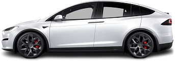 Side view photo of Tesla Model X Plaid (2025-…) on transparent background