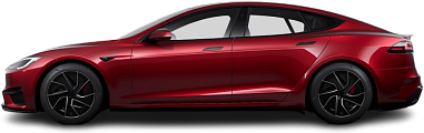 Side view photo of Tesla Model S Plaid (2025-…) on transparent background