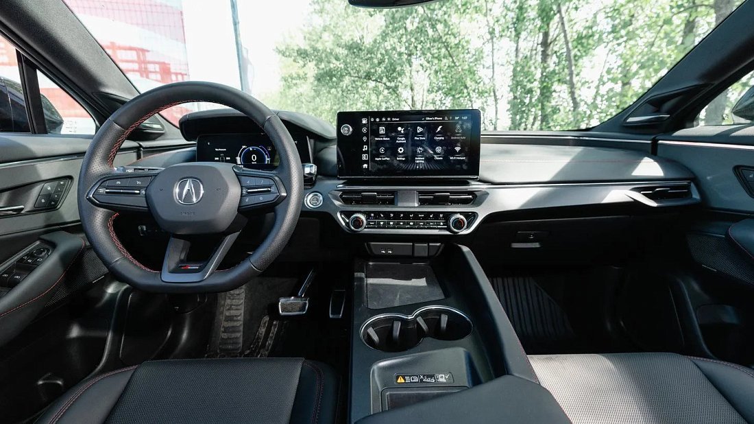 Acura ZDX A-Spec AWD (2024-…) интерьер, переднее сиденье, водительское сиденье, приборная панель, рулевое колесо, информационно-развлекательная система, кокпит