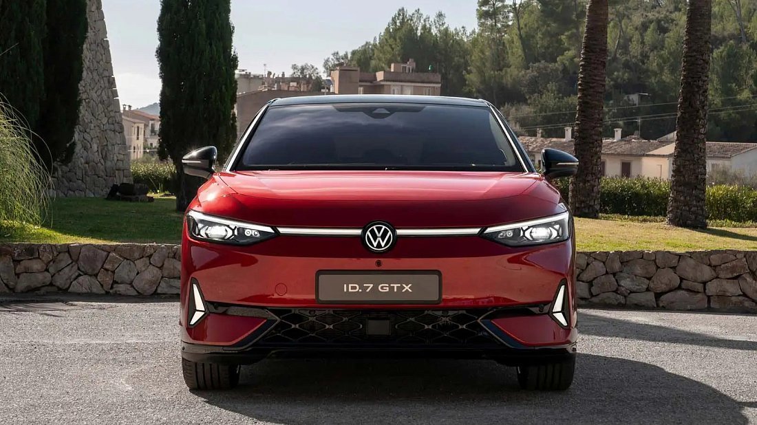 Volkswagen ID.7 GTX (2024-…) передняя часть, решетка радиатора, фары, бампер, экстерьер