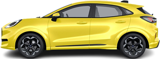 Side view photo of Ford Puma Gen-E FWD (2024-…) on transparent background