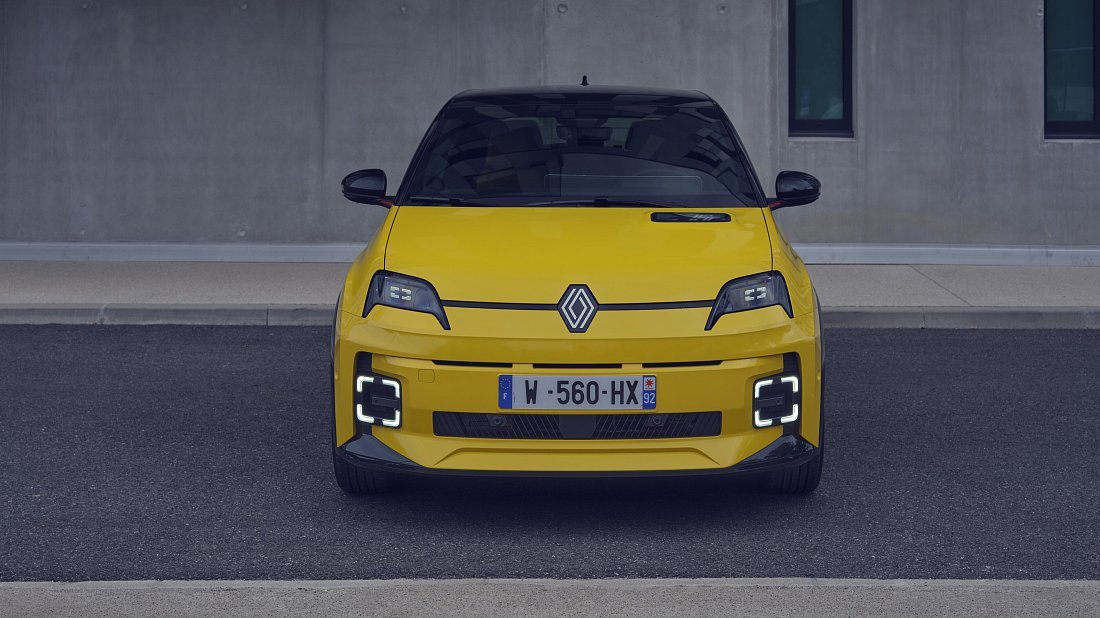 Renault 5 E-Tech EV40 95hp (2025-...) передняя часть, решетка радиатора, фары, бампер, экстерьер