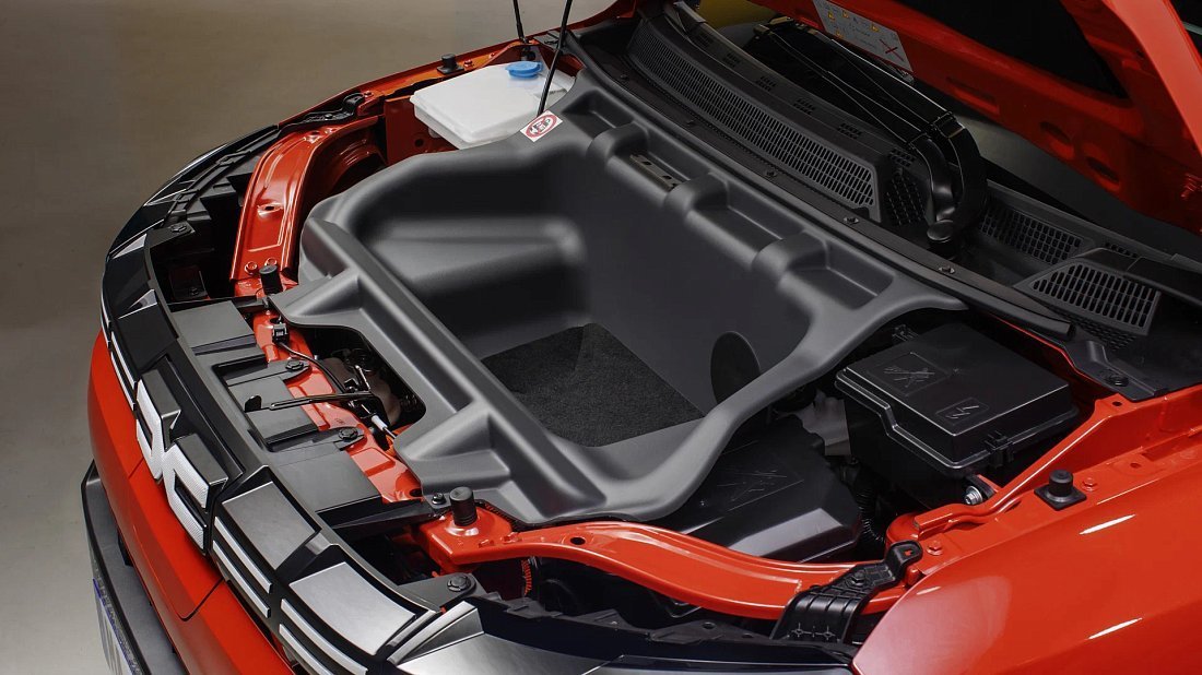 Dacia Spring Electric 45 (2024-…) передний багажник (frunk), под капотом, место для хранения, груз, вместимость, дополнительное пространство