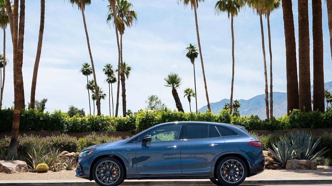Mercedes EQE SUV AMG 53 4MATIC+ (2023-…) вид сбоку, силуэт, двери, колеса, экстерьер