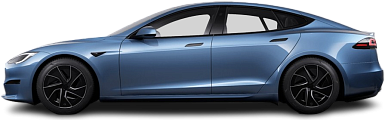 Side view photo of Tesla Model S Dual Motor (2025-…) on transparent background
