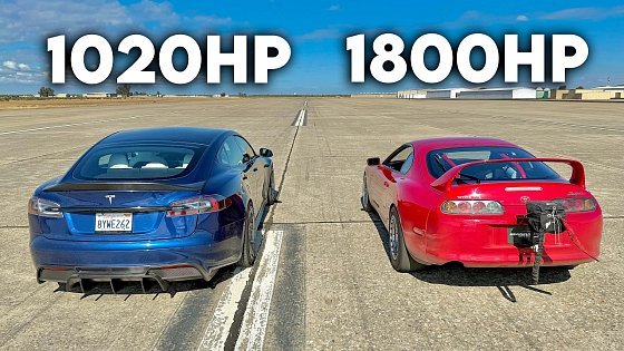Video: 1800hp Toyota Supra vs Tesla Model S Plaid: DRAG RACE