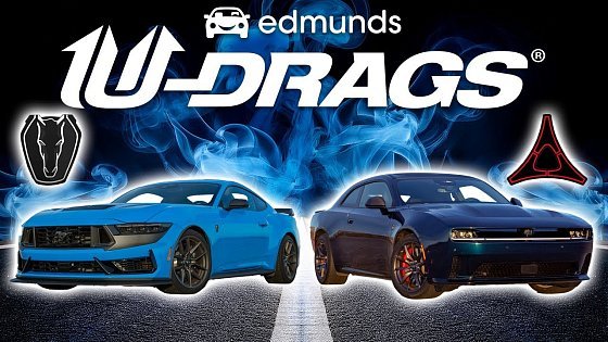 Video: EDMUNDS U-DRAGS: Ford Mustang Dark Horse vs. Dodge Charger Daytona EV | Handling, Acceleration, More