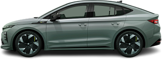 Side view photo of Škoda Enyaq Coupe RS (2025-...) on transparent background