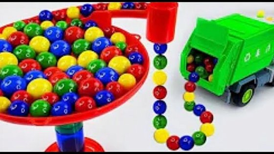 Video: Marble Run Race ☆ HABA Slope & Retro Makita Truck, Excavator, Garbage Truck, Dump Truck, Ambulances