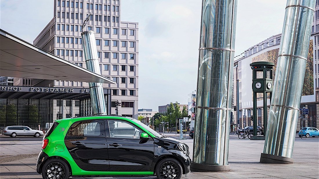 Smart EQ forfour (2017-2019) вид сбоку, силуэт, двери, колеса, экстерьер