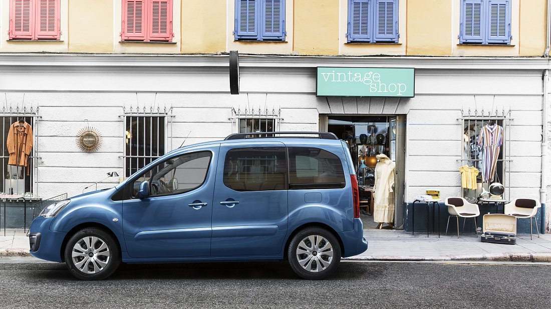 Citroën e-Berlingo Multispace (2017-2020) вид сбоку, силуэт, двери, колеса, экстерьер