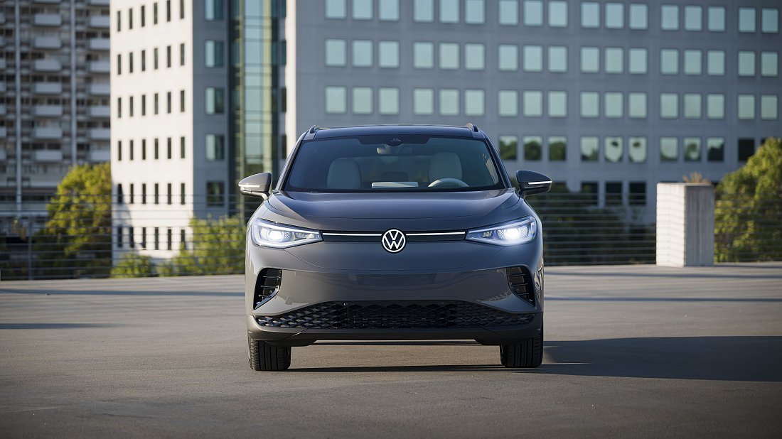 Volkswagen ID.4 AWD Pro (2024-…) передняя часть, решетка радиатора, фары, бампер, экстерьер