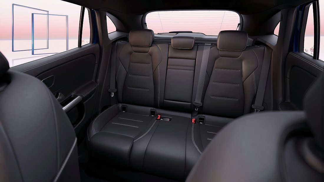 Mercedes EQA 250 (2023-…) задние сиденья, пассажирские сиденья, пространство для ног, пространство над головой, интерьер