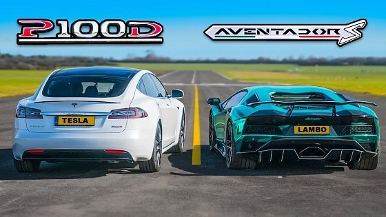 Video: Lamborghini Aventador S v Tesla Model S P100D - DRAG RACE, ROLLING RACE & BRAKE TEST