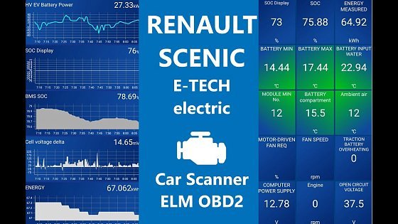 Video: Renault SCENIC E-TECH electric ⚡ first driving video on Youtube with OBD2 (SOH, battery temperature)