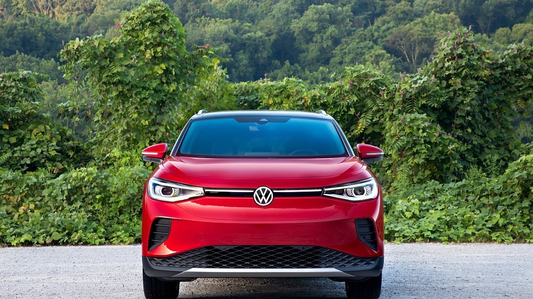 Volkswagen ID.4 AWD Pro (2021-2023) передняя часть, решетка радиатора, фары, бампер, экстерьер