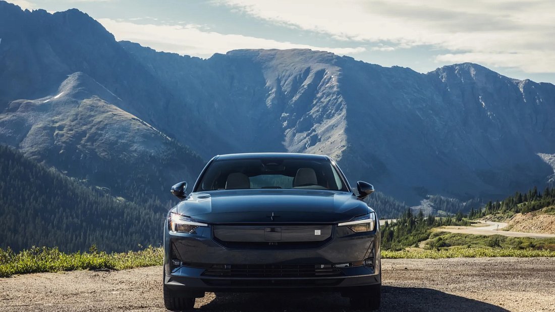 Polestar 2 Long Range Performance (2023-…) передняя часть, решетка радиатора, фары, бампер, экстерьер
