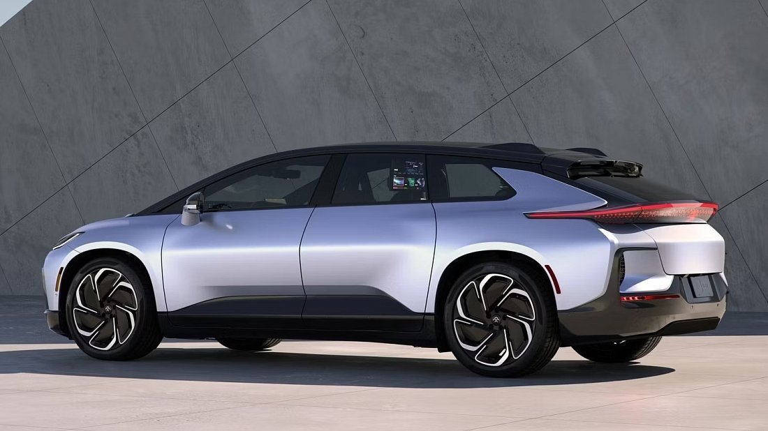 Faraday Future FF 91 2.0 Futurist Alliance (2023-…) вид сбоку, силуэт, двери, колеса, экстерьер