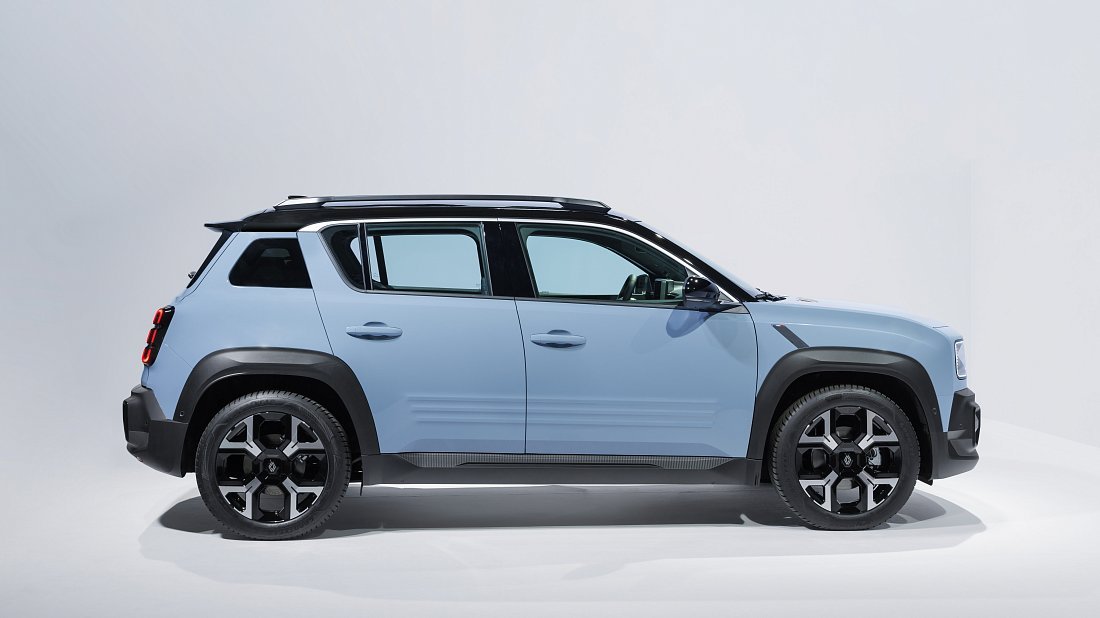 Renault 4 E-Tech EV40 120hp (2025-...) вид сбоку, силуэт, двери, колеса, экстерьер