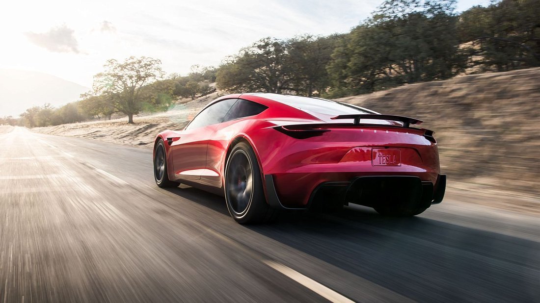 Tesla Roadster 2025 задняя часть в три четверти, вид в три четверти, диагональ, экстерьер