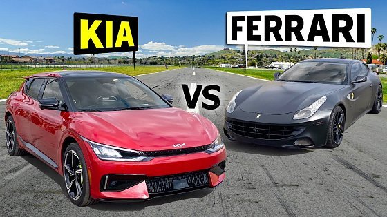 Video: Electric Kia drag races a Supercar?! 2024 Kia EV6 GT vs 700hp Ferrari FF
