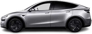 Side view photo of Tesla Model Y Long Range AWD (2025-...) on transparent background