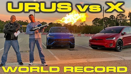 Video: World Record Showdown Lamborghini Urus vs Tesla Model X P100D 1/4 mile Drag Racing