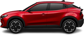 Side view photo of Alfa Romeo Junior Elettrica 54 kWh Veloce (2024-...) on transparent background