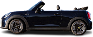 Side view photo of Mini Cooper SE Convertible (2023-2024) on transparent background