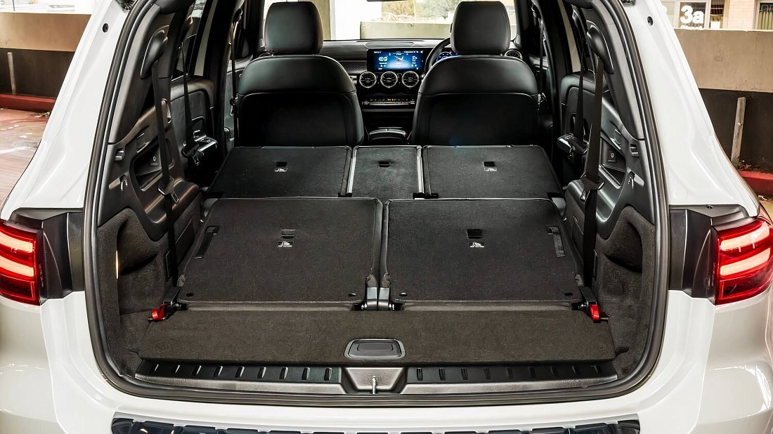 Mercedes EQB 300 4MATIC (2023-…) багажник, увеличенный объем, сиденья сложены, максимальный объем, максимальный груз, максимальная вместимость, максимальное пространство для хранения
